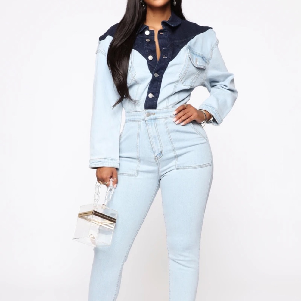 Fashion Nova Denim Jumpsuit Size Small